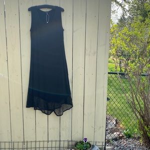 NWOT Eileen Fisher black dress with mesh trim  size M